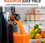 Cold Press Juicer Machines, 5.3” Large Feed Chute Slow Masticating Juicer for Whole Fruits & Vegetables, Easy Clean, 300W Quiet Juice Extractor, 99% High Juice Yield, Black - Image 5