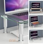 Hemudu Clear Computer Monitor Stand Riser with Height Adjustable Multi Media Desktop Stand for Flat Screen LCD LED, Laptop/Notebook/Xbox One,HD01T-002 - Image 3