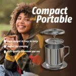 Birdee Vietnamese Coffee Dripper - 12 oz, Stainless Steel, Medium Drip Filter, Durable, Dishwasher Safe, Home Use, Travel, Camping, Gift Sets - Image 3