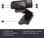 Logitech HD Pro Webcam C920, Widescreen Video Calling and Recording, 1080p Camera, Desktop or Laptop Webcam - Image 4