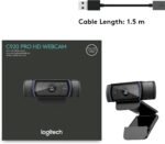 Logitech HD Pro Webcam C920, Widescreen Video Calling and Recording, 1080p Camera, Desktop or Laptop Webcam - Image 5