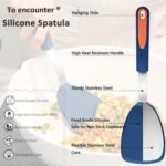 To encounter 5 Pieces Silicone Spatula Set, Non-Stick Silicone Turner Spatulas, Heat Resistance Cooking Utensils, Flip Turner for Fish, Egg, Pancake, Navy Blue - Image 3