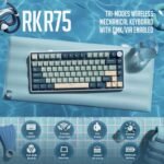 RK ROYAL KLUDGE R75 Wireless Mechanical Keyboard, 75% Percent Custom Gaming Keyboard Gasket Mount RGB Backlit with Knob & PBT Keycaps, BT5.1/2.4GHz/USB-C, Hot Swappable Cream Switch - Image 3