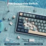 RK ROYAL KLUDGE R75 Wireless Mechanical Keyboard, 75% Percent Custom Gaming Keyboard Gasket Mount RGB Backlit with Knob & PBT Keycaps, BT5.1/2.4GHz/USB-C, Hot Swappable Cream Switch - Image 5