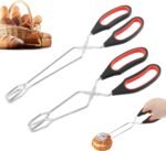 2Pcs Stainless Steel Scissor Tongs Cooking Scissor Tongs Food Tongs Kitchen Tongs Kitchen Baking Bread Food Tong Barbecue Grilling Tongs Tool for Flipping Food(Black+red,Size:9/11inch) - Image 3