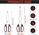 2Pcs Stainless Steel Scissor Tongs Cooking Scissor Tongs Food Tongs Kitchen Tongs Kitchen Baking Bread Food Tong Barbecue Grilling Tongs Tool for Flipping Food(Black+red,Size:9/11inch) - Image 4