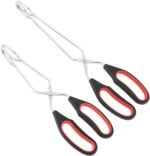 2Pcs Stainless Steel Scissor Tongs Cooking Scissor Tongs Food Tongs Kitchen Tongs Kitchen Baking Bread Food Tong Barbecue Grilling Tongs Tool for Flipping Food(Black+red,Size:9/11inch) - Image 6