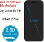 (2 Pack) Designed for iPhone 16 Plus 6.7-inch Tempered Glass Screen Protector, Full Coverage, Anti Scratch, Bubble Free - Image 4