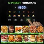 Nutrichef Electric Air Fryer Large 6.3 Quart Capacity | 12-1 Preset Cooking Functions | Includes Tenderizing Function | Digital Display | Transparent Window For Best Cooking Results | Black - Image 4