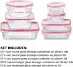 Pyrex Freshlock (7-Pack) Glass Food Storage Containers Set, (1, 2, 4 Cups) Airtight & Leakproof Plastic Locking Lids BPA-Free, Meal Prep Containers Set, Freezer Dishwasher Microwave Safe - Image 4