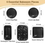 5-Piece Toaster Oven Baking Pan Set – Compact Nonstick Bakeware for RV, Camper & Small Kitchens – Muffin, Loaf, Pizza, Cake & Square Pans - Image 3