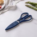 Rae Dunn Kitchen Scissors- Stainless Steel Kitchen Shears, Cooking Scissors for Cutting Meat, Chicken, Herbs and Produce with Blade Cover and Soft Grip Handles (Blue) - Image 3