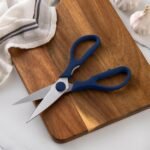 Rae Dunn Kitchen Scissors- Stainless Steel Kitchen Shears, Cooking Scissors for Cutting Meat, Chicken, Herbs and Produce with Blade Cover and Soft Grip Handles (Blue) - Image 4