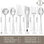 KINGSTONE 8 Piece Serving Utensils Set, 18/10 Stainless Steel Serving Utensils, Slotted Spoon, Serving Spoon, Fork, Tong, Soup Ladle, Cake Server for Buffet, Parties, Kitchen - Image 3