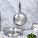 LOLYKITCH 8.5-10 Inch Tri-ply Stainless Steel Frying Pan Set with Lid,Skillets,Induction Cookware,Dishwasher and Oven Safe - Image 4