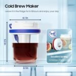 MHW-3BOMBER Cold Brew Coffee Maker Crossbody Portable 18oz - Iced Coffee Mug Tea Brewer Pitcher with Filter - Travel Coffee Tumbler for Gifts Car Office Gym, Blue M5772BL-OS - Image 3