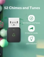AVANTEK Wireless Door Bell, Mini CB-11 Waterproof Doorbell Chime Operating at 1000 Feet with 52 Melodies, 5 Volume Levels & LED Flash - Image 3