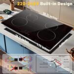 Noxton 30 inch Induction Cooktop, 7200W Electric Cooktop with 4 BOOST Burners, 9 Power Settings, Timer, Child Safety Lock, Pause, 220~240V Hard Wire Induction Stovetop - Image 6