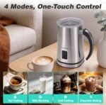 HAUSHOF Milk Frother, 4-in-1 Electric Milk Frother and Steamer, Large Capacity, Hot Chocolate Maker, Automatic Warm and Cold Foam Maker for Coffee, Latte, Macchiato, Cappuccino - Image 3