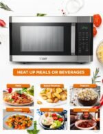 COMMERCIAL CHEF 1.6 Cubic Foot Microwave with 10 Power Levels, Small Microwave with Pull Handle Child Safety Lock, 1100 Watt Microwave with Digital Control Panels,Stainless Steel - Image 3