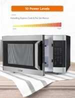 COMMERCIAL CHEF 1.6 Cubic Foot Microwave with 10 Power Levels, Small Microwave with Pull Handle Child Safety Lock, 1100 Watt Microwave with Digital Control Panels,Stainless Steel - Image 4