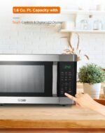 COMMERCIAL CHEF 1.6 Cubic Foot Microwave with 10 Power Levels, Small Microwave with Pull Handle Child Safety Lock, 1100 Watt Microwave with Digital Control Panels,Stainless Steel - Image 5