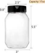 Dicunoy 16 Pack 17 OZ Plastic Spice Containers, Large Seasoning Jars with Shaker Lids, Reusable Empty Storage Bottle for Kitchen Storing Spice, Powders - Image 3