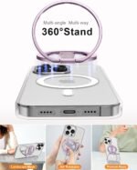 EWA MagOne 3rd Gen [Compatible with MagSafe] Phone Grip Stand with Finger Strap, Removable Magnetic Ring Holder Kickstand Loop for iPhone 17,16,15,14,13,12 Series (Purple) - Image 3