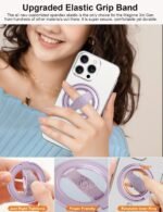 EWA MagOne 3rd Gen [Compatible with MagSafe] Phone Grip Stand with Finger Strap, Removable Magnetic Ring Holder Kickstand Loop for iPhone 17,16,15,14,13,12 Series (Purple) - Image 4