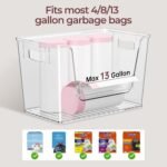 Delamu 2 Set Pantry Organizers and Storage, Trash Bag Holder Under Sink Organizer for 4-13 Gal Bags, Trash Bag Dispenser with Bamboo Top for Onion, Potato, Garlic, Clear (11-7/32"L*7" W*7-1/8"H) - Image 4
