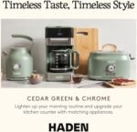 Haden Coffee Machine, 12-Cup Programmable Drip Coffee Maker with Auto Shut-Off Function and Reusable Washable Water Filter, Green & Chrome - Image 4