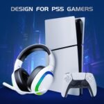 2.4Ghz Wireless Gaming Headset for PS5, PS4, PC, Mac, Bluetooth 5.4 Gaming Headphones with Noise Canceling Mic, 70H Battery, Surround Sound, Lay-Flat & Foldable - RGB White - Image 3
