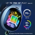 2.4Ghz Wireless Gaming Headset for PS5, PS4, PC, Mac, Bluetooth 5.4 Gaming Headphones with Noise Canceling Mic, 70H Battery, Surround Sound, Lay-Flat & Foldable - RGB White - Image 5
