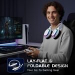 2.4Ghz Wireless Gaming Headset for PS5, PS4, PC, Mac, Bluetooth 5.4 Gaming Headphones with Noise Canceling Mic, 70H Battery, Surround Sound, Lay-Flat & Foldable - RGB White - Image 6