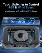 Gaming Laptop Cooling Pad, Height Adjustable Laptop Fan Cooling Pad for Max 19 Inches Notebook, RGB Laptop Cooler Stand with Powerful Turbofan (3500 RPM), Touch Control - Image 3