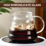 Pour Over Coffee Maker Set 20 OZ, Borosilicate Glass Coffee Server with 50 pcs V60 Paper Filter, Pour Over Coffee Dripper Carafe for Home Cafe Restaurant Camping - Image 3