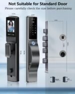 3D Face Recognition Door Lock with Lockbody, Video Smart Lock with Camera&Doorbell, Front Door Keyless Entry Lock, WiFi&Tuya APP Control/Fingerprint/IC Card/Password/Keys - Image 3
