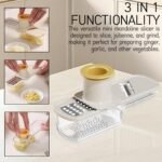 2 Pieces Mini Mandoline Slicer 3 in 1 - Ginger Garlic Grater, Vegetable Chopper with Container, Easy Grip Handheld Kitchen Tool, Safety Guard, for Camping Cooking and Picnic - Image 3