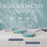 Nonstick Ceramic Frying Pan 8 inch for All Stovetops, PTFE/PFOA/PFAS Free, Even Heat Distribution Oven Safe up to 500°F, Healthy Non Toxic Skillet with Stay-Cool Handle, Caribbean Blue - Image 3