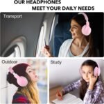 RORSOU B10 Wireless Over-Ear Headphones, Lightweight Folding Stereo Bass Bluetooth Headset with Mic, 50H Playtime, Volume Control, Bluetooth 5.3 Headphones for iPad/Travel/Tablet/PC (Pink) - Image 6