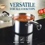 Farberware Brilliance Stainless Steel Cookware Pots and Pans Set with Kitchen Cooking Tools and Glass Lids, 10 Piece, Dishwasher Safe and Induction Ready, Stainless Steel - Image 4