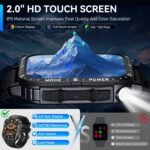 Military Smart Watch for Men with LED Flashlight Watch 2.0'' Big Screen Tactical Smartwatch 430mAh Big Battery Fitness Tracker with Heart Rate Sleep Monitor for iPhone Android (Black) - Image 4