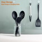 Silicone Cooking Utensils Set, Heat Resistant and large Non Stick Spatulas & Spoons for Kitchen, Ideal BPA Free Kitchen Turners for Frying, Mixing,Serving,Draining,Turning - Image 4