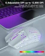 SOLAKAKA SM900 Gaming Mouse Wired with RGB,Adjustable 12800 DPI Wired Gaming Mouse with Side Buttons,Computer Mouse for Laptop/PC,White - Image 4