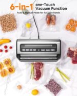 95KPa Automatic Vacuum Sealer, 9-in-1 Food Sealer for Dry/Moist/Liquid Foods, Double Heat Seal & Pump, Includes Bag Rolls & Hose, Stainless Steel - Image 4