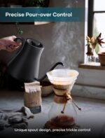 Electric Kettle, Gooseneck Electric Kettle, ±1℉ Precise Temperature Control, Stainless Steel Interior, Quick Heating for Pour Over Coffee, Tea & Boiling Water, 0.9L (Black) - Image 4