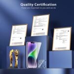 QHOHQ 3 Pack Screen Protector for iPhone 14 Plus 6.7 Inch with 3 Pack Tempered Glass Camera Lens Protector, Ultra HD, 9H Hardness, Case Friendly [Easy to Install Frame] - Image 5