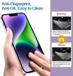 QHOHQ 3 Pack Screen Protector for iPhone 14 Plus 6.7 Inch with 3 Pack Tempered Glass Camera Lens Protector, Ultra HD, 9H Hardness, Case Friendly [Easy to Install Frame] - Image 6