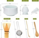 Accguan Matcha Whisk Set, 7pcs - Bamboo & Ceramic, Includes 19 oz Bowl, Whisk, Spoons, Holder, Sifter & More - Perfect for Matcha Lovers - Image 3
