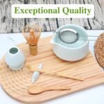 Accguan Matcha Whisk Set, 7pcs - Bamboo & Ceramic, Includes 19 oz Bowl, Whisk, Spoons, Holder, Sifter & More - Perfect for Matcha Lovers - Image 4